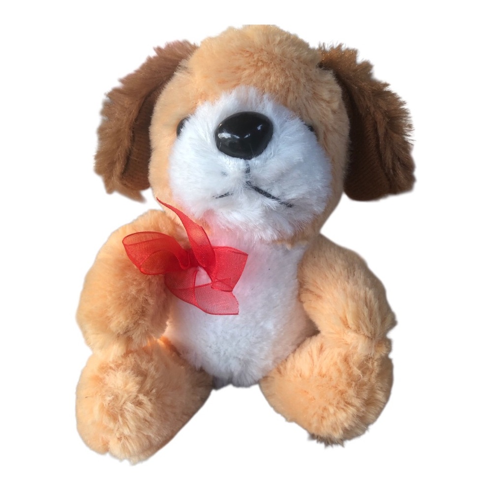 Plush Dog Toy - Brown and White